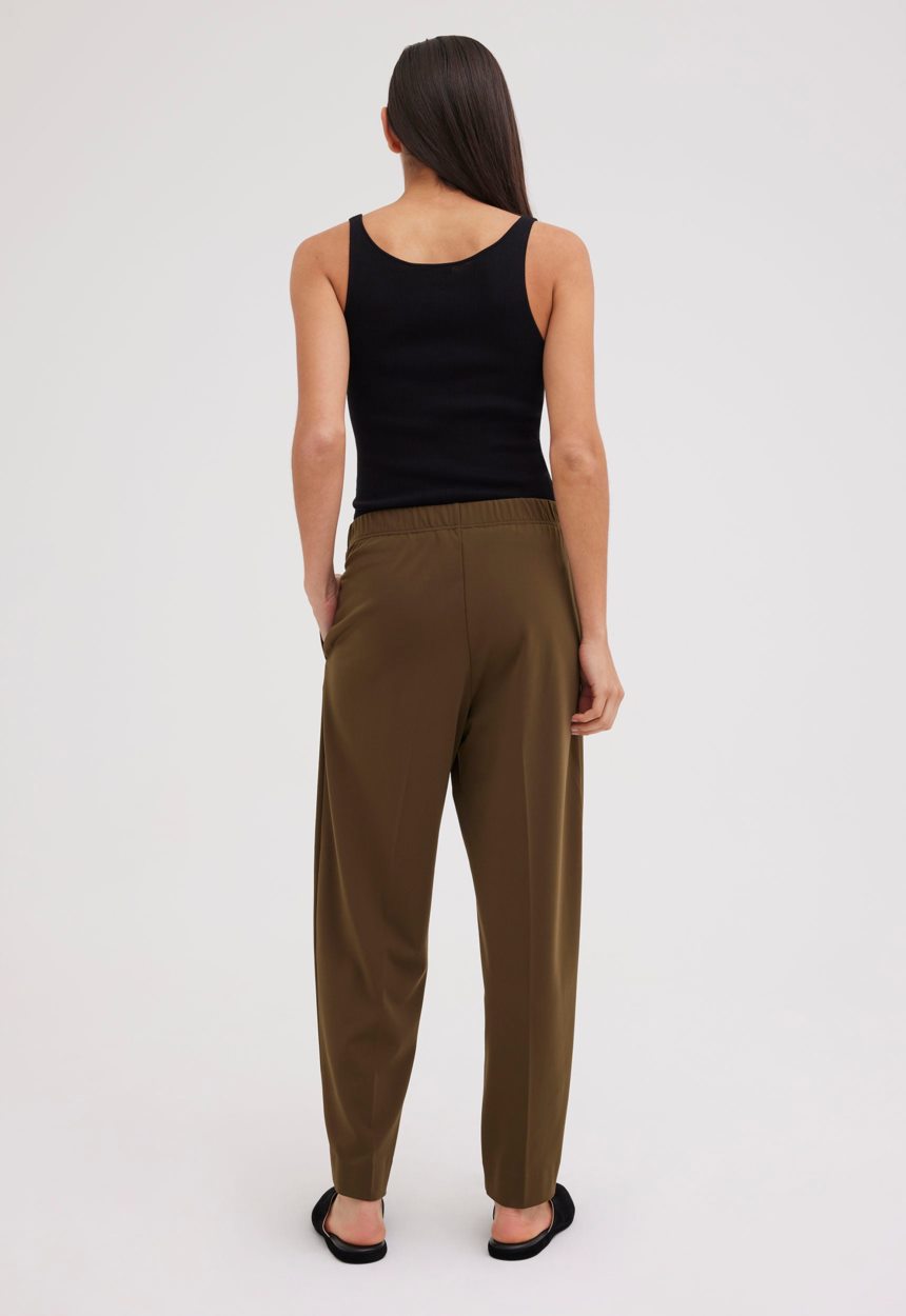 Jac + Jack Wells Elasticated Pant - Dark Olio Green